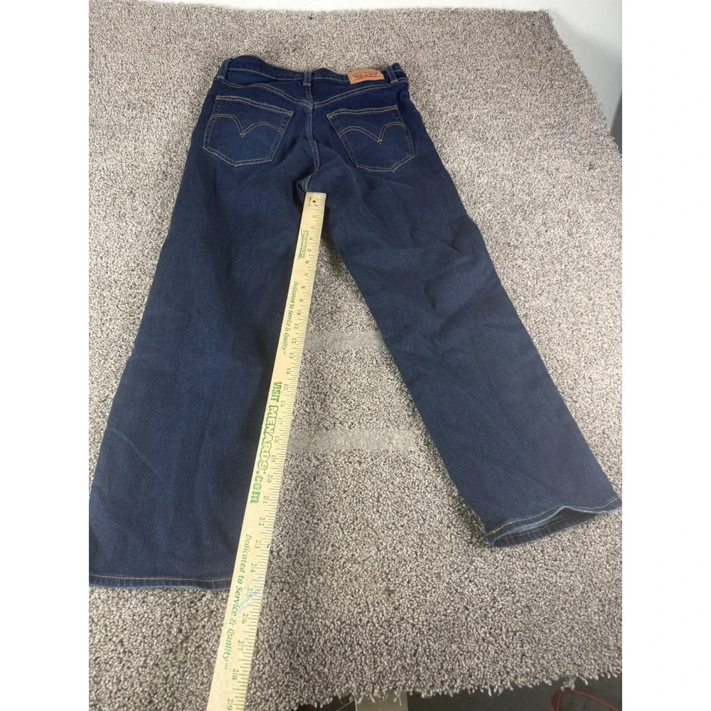 Levis Ribcage Straight Ankle Jeans Womens 29 Dark Wash Distress High Rise Denim